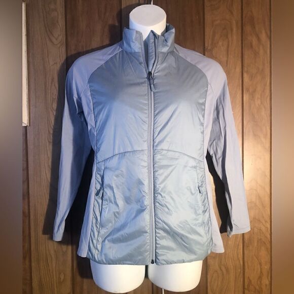 32 degrees Cool womens mixed media lightweight raincoat. Blue fog. Size medium - Picture 1 of 5
